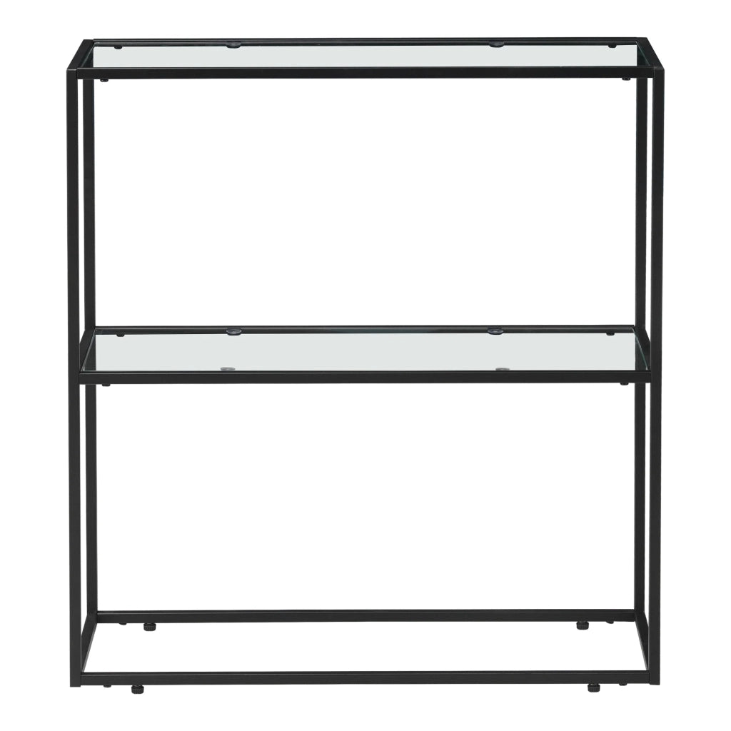 Tavolo consolle con vetro temperato 85 x 80 x 30 cm nero e trasparente 03_0010876