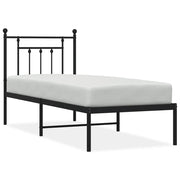 Letto singolo | Letto per adulti | Giroletto con Testiera in Metallo Nero 75x190 cm