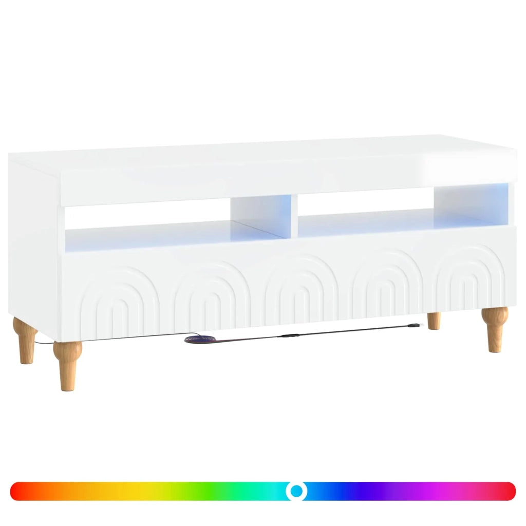Mobile TV LED Bianco Lucido Legno ingegnerizzato 896329
