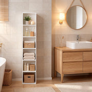 LIBRERIA a 6 scomparti 30x24x158,4 cm Bianca in MDF e pannello truciolare