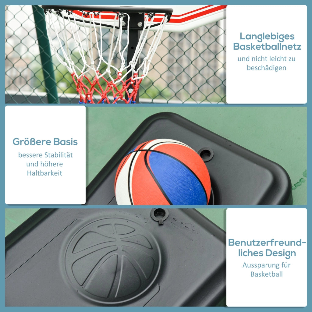 Canestro da Basket Regolabile in Altezza 155-210 cm con Ruote ¨C zephmum ¨C PE e Acciaio