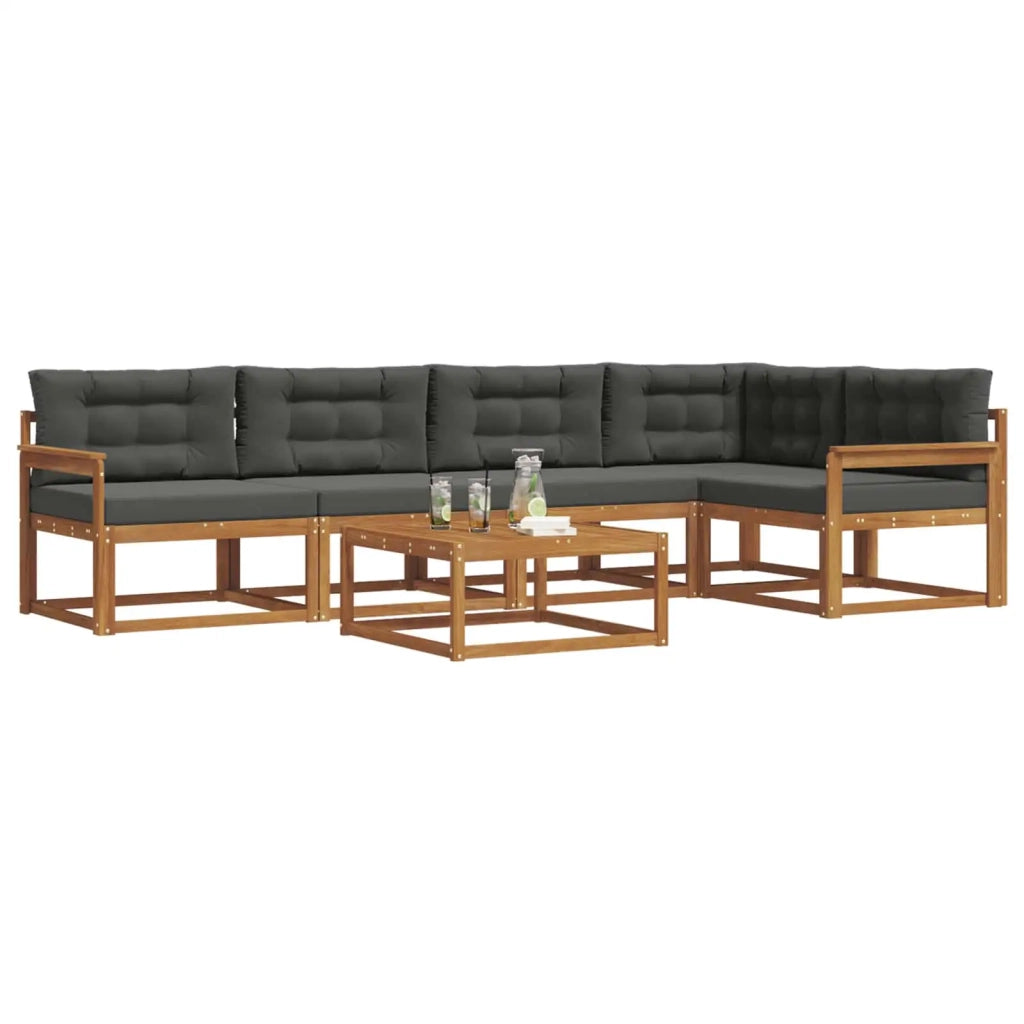 Set di divani da esterno con cuscino 6 pcs Naturale e Antracite