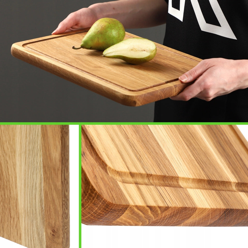 Tagliere da cucina in legno KADAX 35x25 cm, in rovere massello, ideale per servire.