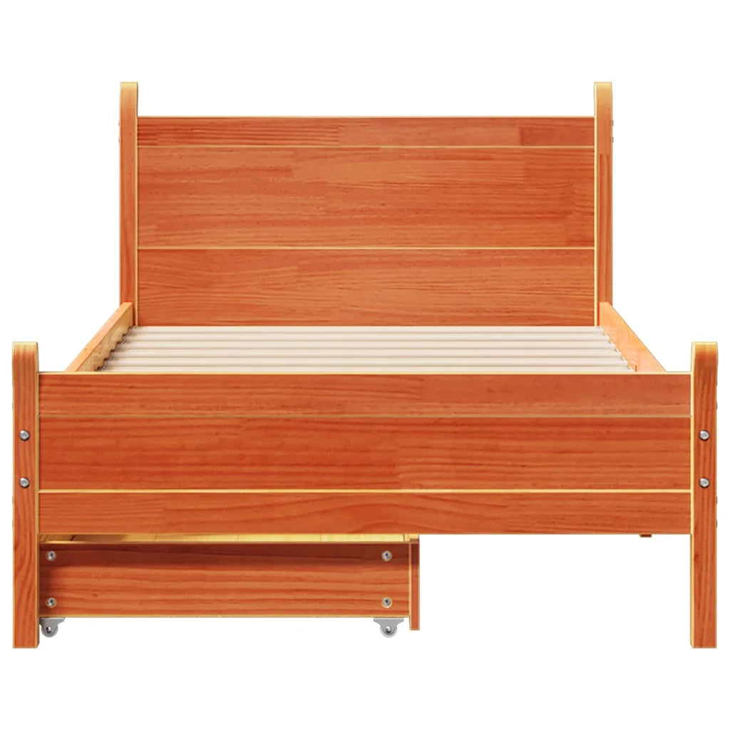 Letto senza Materasso Marrone Cera 75x190 cm in Legno di Pino 3309796