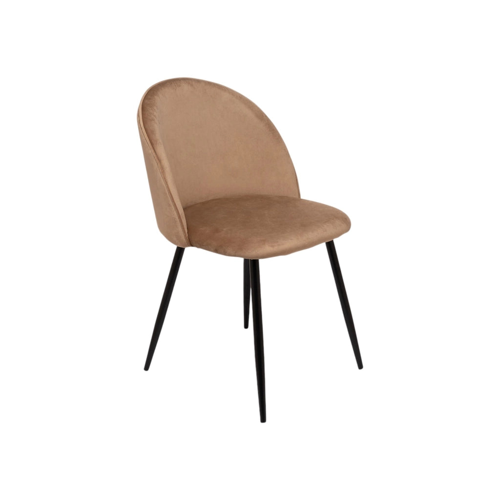Set di 6 sedie Achito, Poltrona rivestita in velluto, Sedia da pranzo imbottita, Seduta per riunioni, 51x54h82 cm, Beige