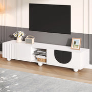 OKWISH Mobile TV con 2 Ante e 1 Vano Aperto, Apertura a Pressione, per Soggiorno, MDF, Bianco, 180 x 40 x 41.5 cm