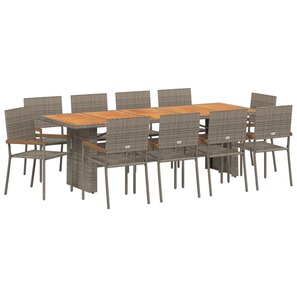Set da Pranzo da Giardino 11 Pezzi Grigio in Polyrattan