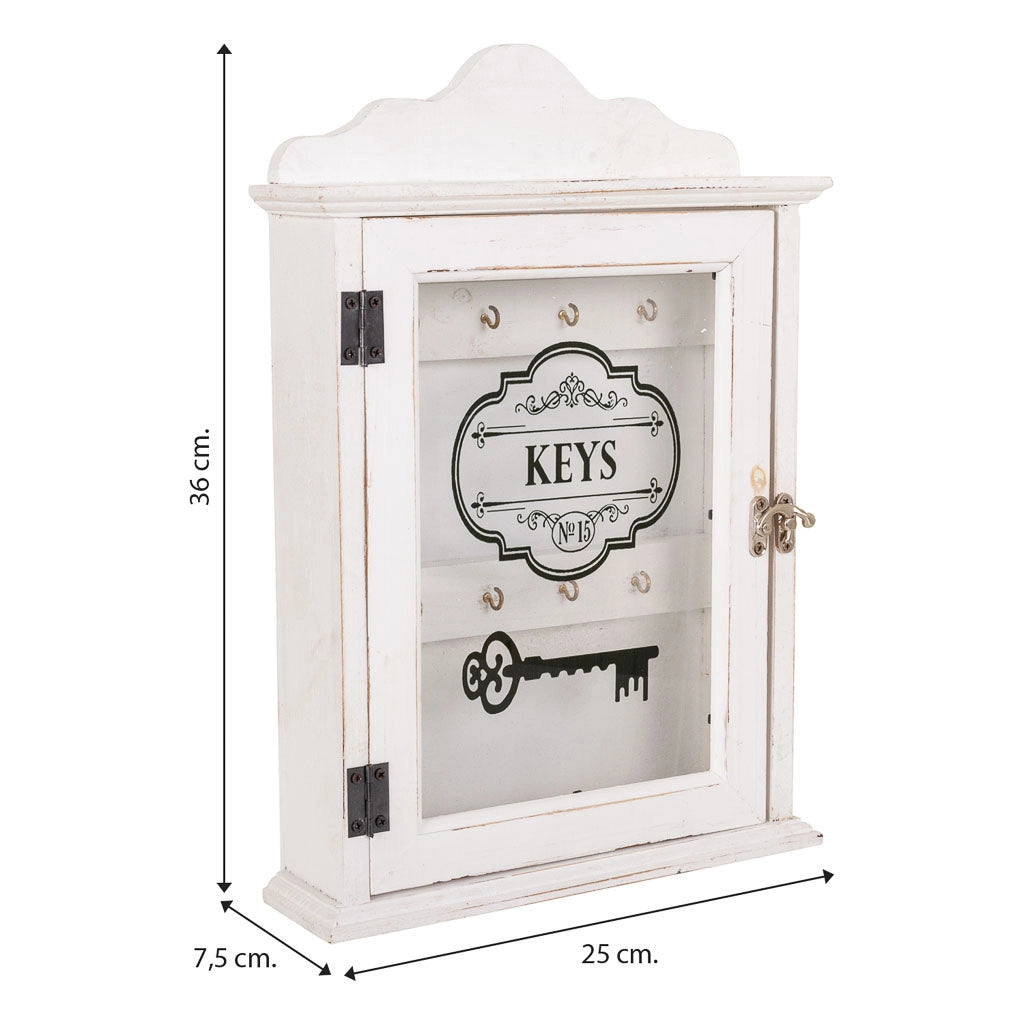 Cassetta portachiavi in legno bianco 25x7,5x36h