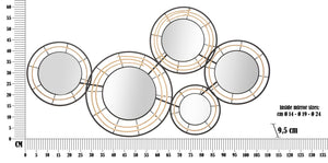 Pannello da Muro con Specchi Oporto 111x9,5x59 cm in Rattan