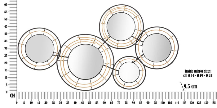 Pannello da Muro con Specchi Oporto 111x9,5x59 cm in Rattan