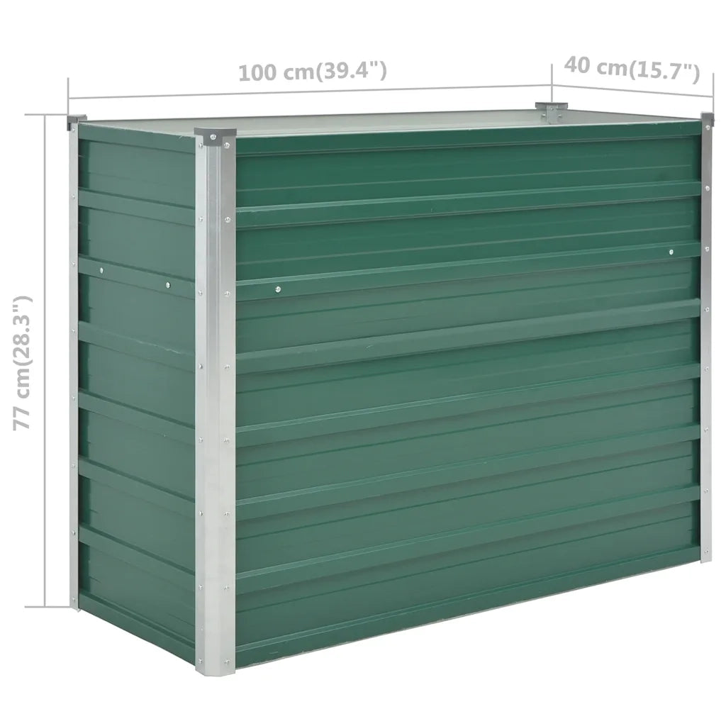 Letto Rialzato Giardino in Acciaio Zincato 100x40x77 cm Verde 44853