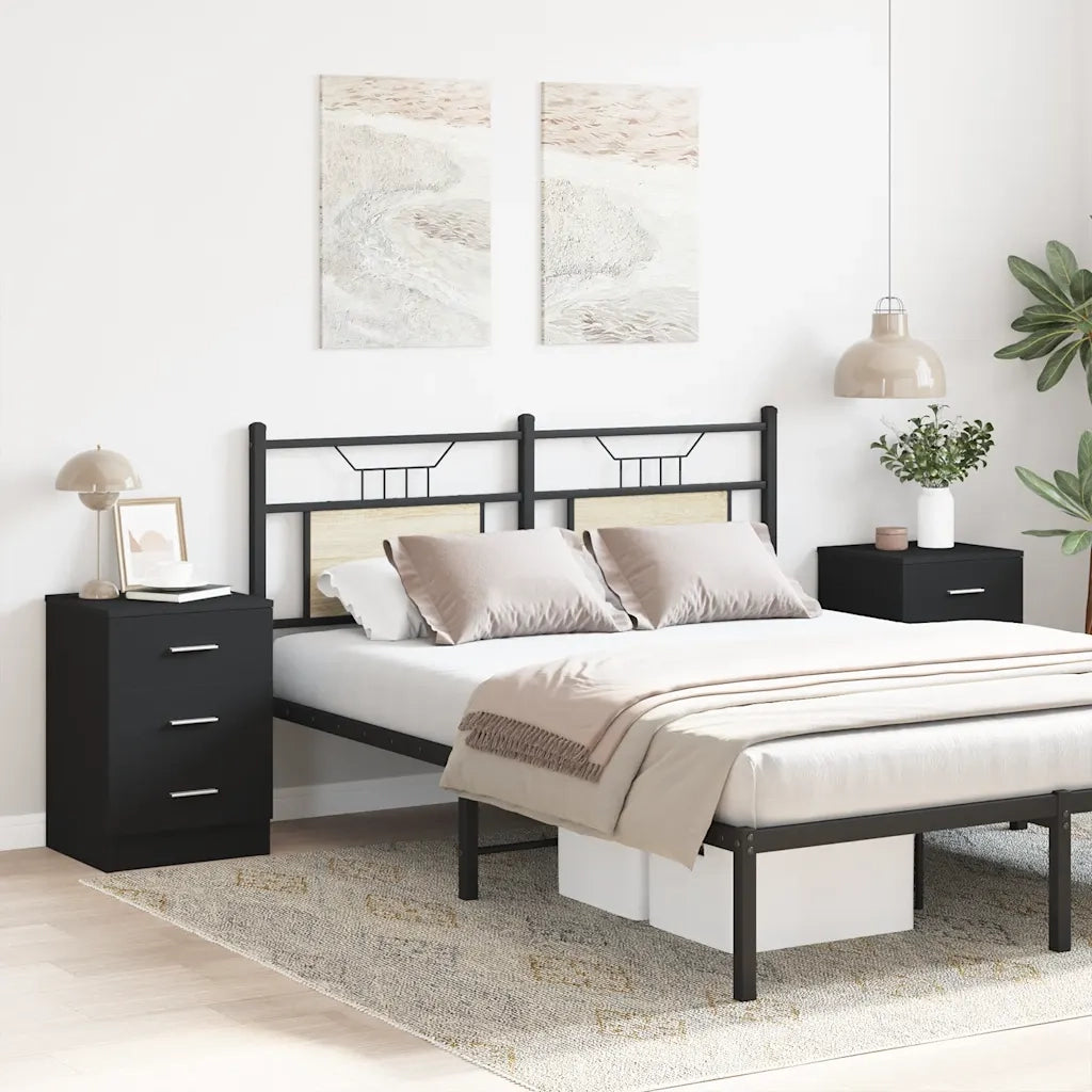 Comodini 2 pz Nero 38x35x56 cm in Truciolato cod mxl 53345