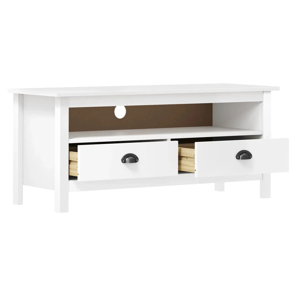 Mobile TV multimediale scaffale TV credenza TV sala da pranzo soggiorno camera da letto Hill Range 110 x 40 x 47 cm legno di pino massiccio bianco 02_0027638