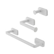 Set 3pz con appendino, porta rotolo e porta salviette a muro in acciaio bianco Cubik