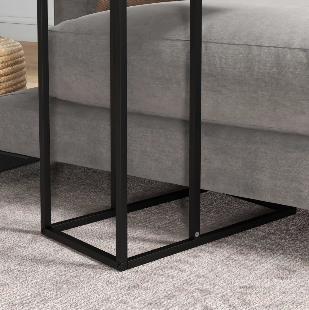 Tavolino a C 46x26x60 cm in acciaio nero per letto e divano