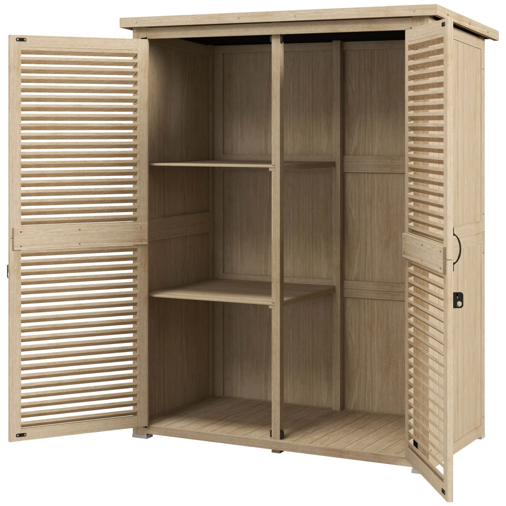 Armadio da Esterno con 2 Ripiani e Picchetti ¨C zephmum ¨C Legno di Abete 127x65x159.5/168 cm