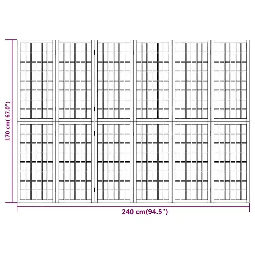 Divisorio Ambienti | Divider per stanze | Paravento Pieghevole 6 Pannelli Stile Giapponese 240x170cm Nero