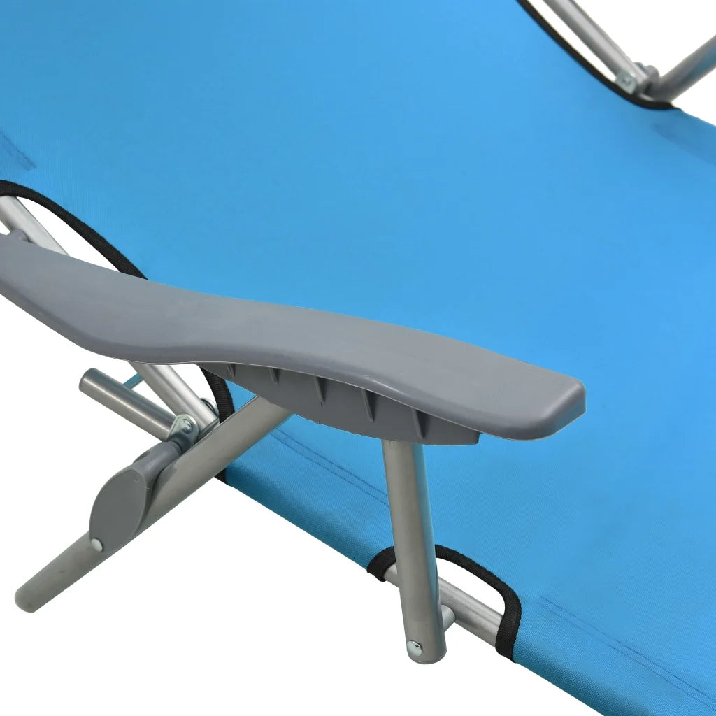 Lettino Prendisole con Baldacchino in Acciaio Blu 310336
