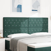 Testiera Con Bottoni di Cristallo e Design a Diamante Verde Scuro 200 cm Velluto