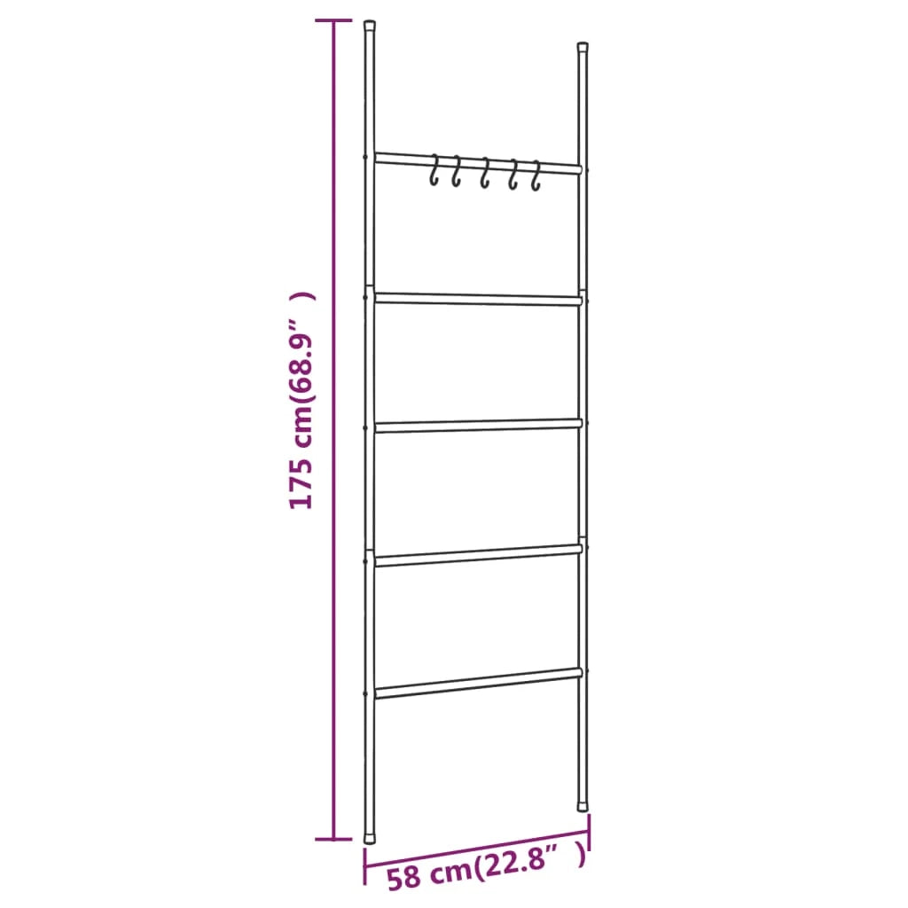 Scala portasciugamani a 5 ripiani 58 x 175 cm ferro nero 02_0005484