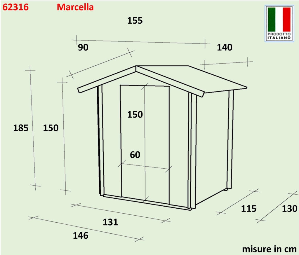 Casetta Bh16 Marcella 146X130 Cm Psc Pefc