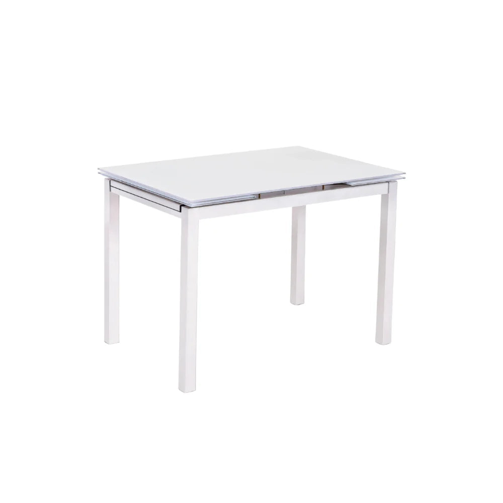 Tavolo da pranzo allungabile in vetro temperato bianco Marlow 130-200x80 cm fino a 8 posti | Duzzle