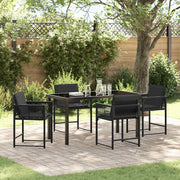 Set da Pranzo per Giardino 5 pcs Nero polyrattan 3380746