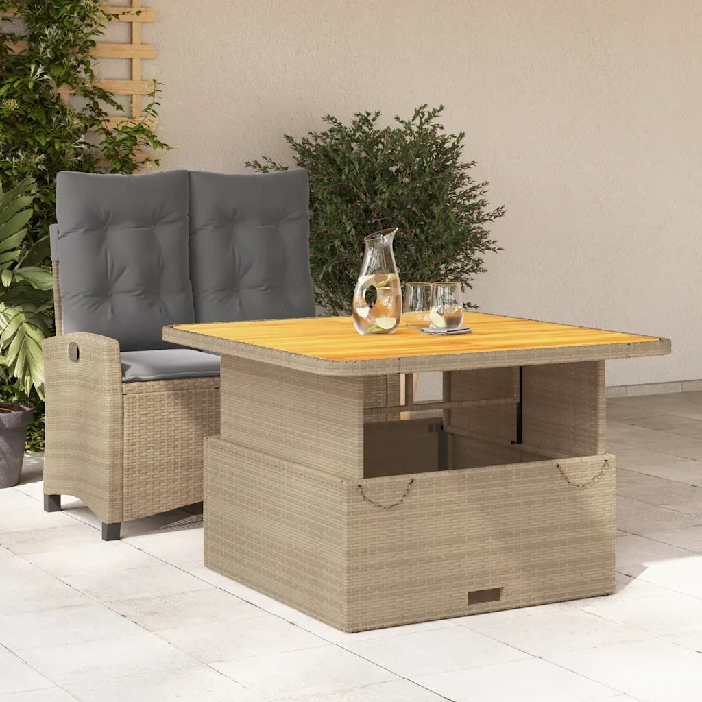 Set da Pranzo da Giardino 2 pz | Set Salotto da Giardino con Cuscini Beige in Polyrattan