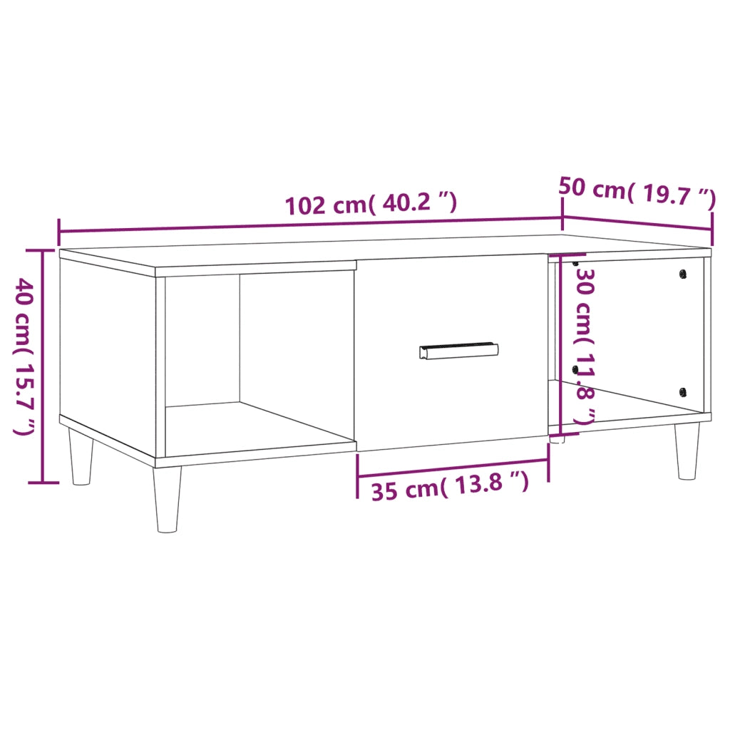 Tavolino da CaffÃ¨ Rovere Marrone 102x50x40 cm Legno Multistrato cod mxl 26057
