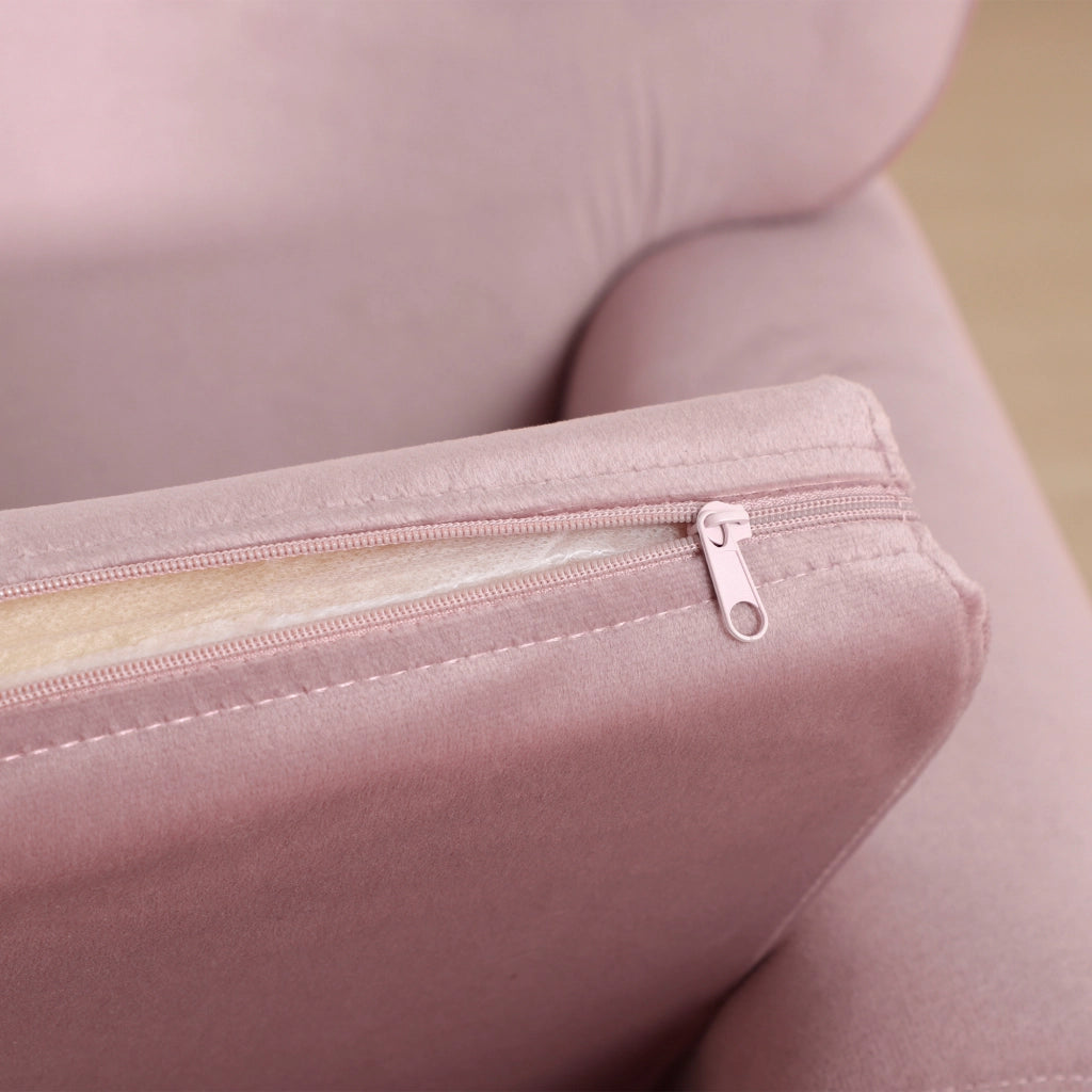Poltrona Bambini in Velluto Rosa con Schienale a Corona ¨C zephmum ¨C 50x42x58 cm