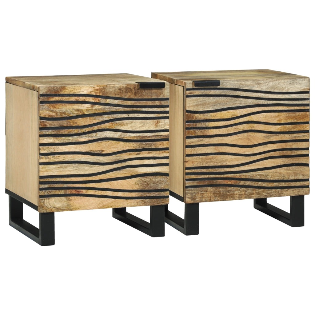 Comodini 2 pz 40x33.5x46 cm in legno massello di mango