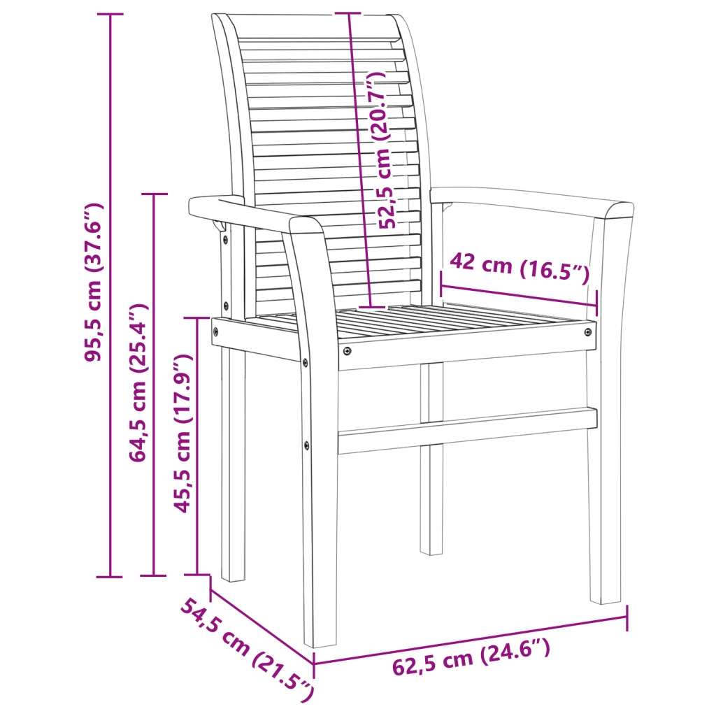 Sedia da Giardino Impilabile 4 pz Legno Massello Teak