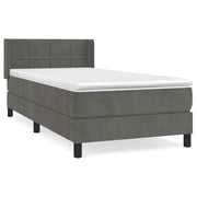 Letto singolo | Letto per adulti | Giroletto a Molle con Materasso Grigio Scuro 80x200 cm Velluto