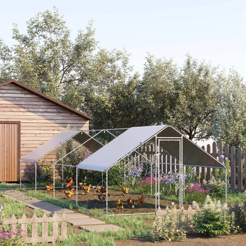 Pollaio da Giardino ¨C zephmum ¨C 3x8x2m, Argento, Telaio Zincato, Rete Esagonale