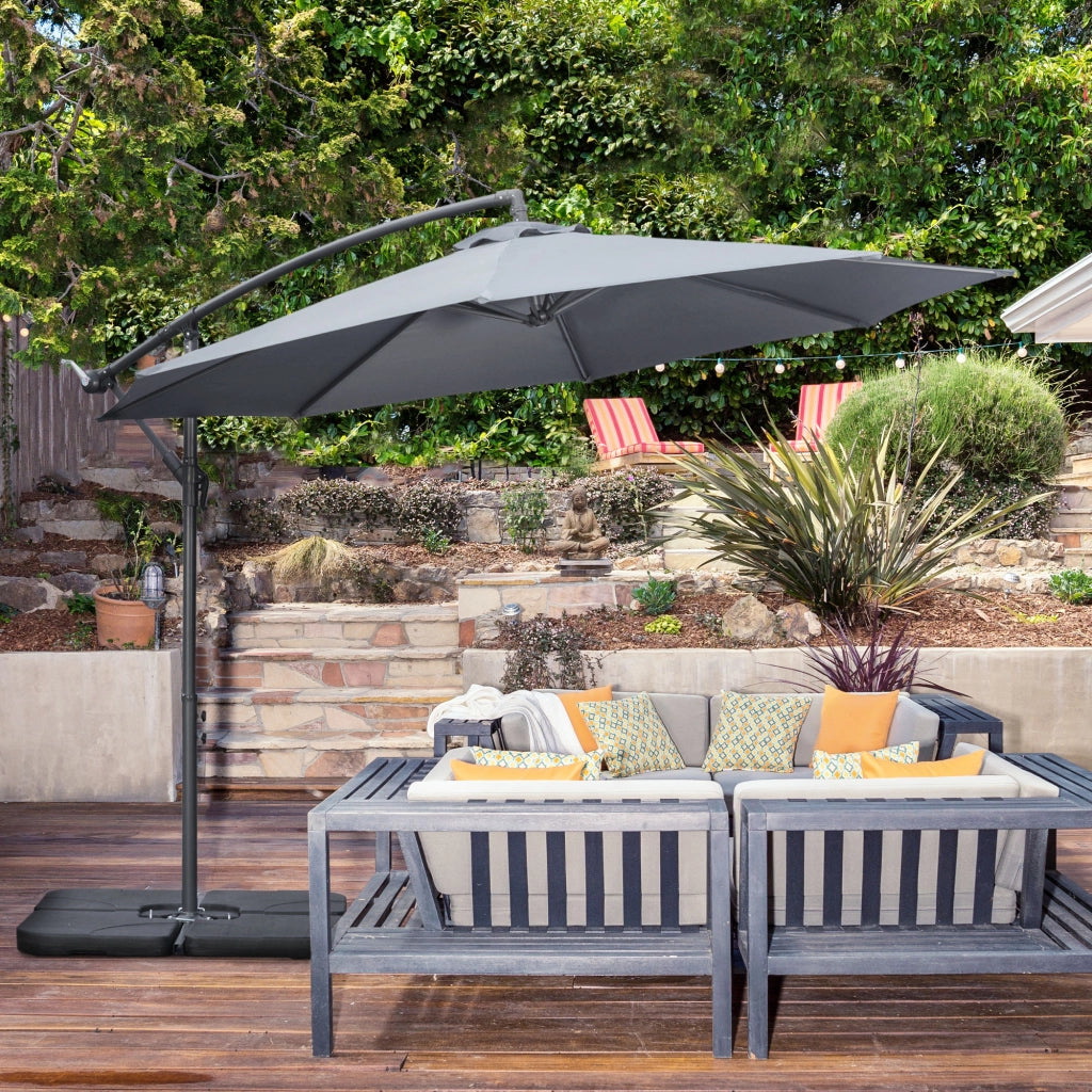 Ombrellone da Giardino ¨C zephmum ¨C Grigio, Poliestere, 292x292x247 cm