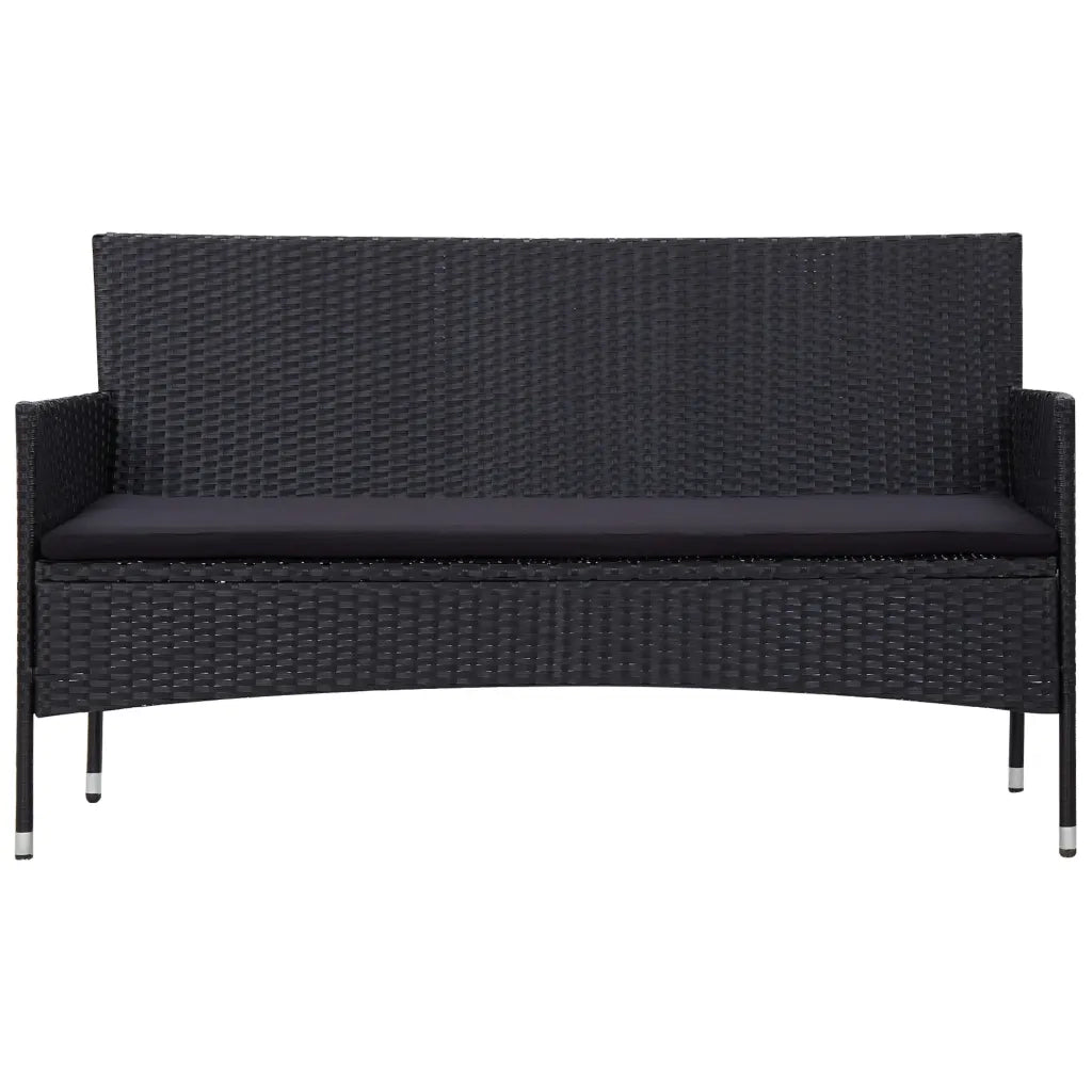 Set Divani da Giardino 5 pz con Cuscini in Polyrattan Nero 45895