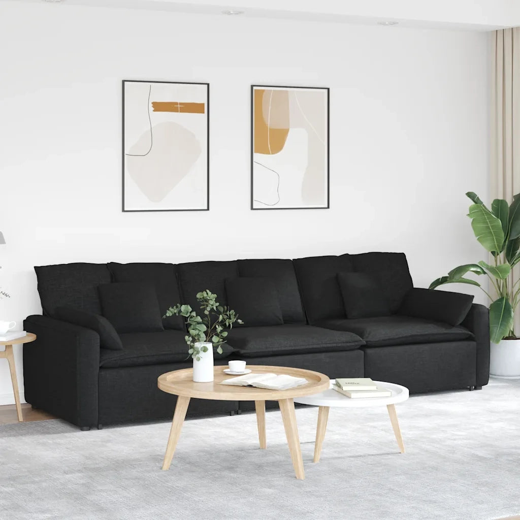 Divano Modulare con Cuscini Nero 3321089