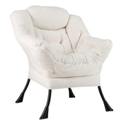 Poltrona comoda con cuscino per la testa schienale e seduta imbottiti, Poltrona per soggiorno elegante Beige