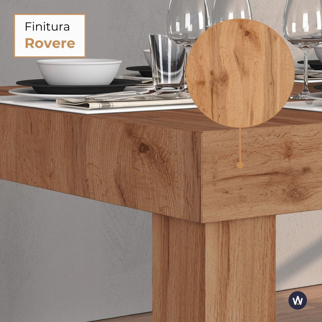 WHOUS Tavolo allungabile Chronos ideale per 120-200 persone colore rovere 120/160/200x80x75 cm