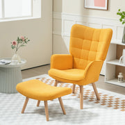 POLTRONA con pouf 72x80x101 cm in poliestere arancione