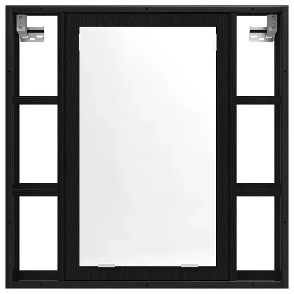 Mobiletto da bagno con specchio in rovere nero 60x16x60 cm in legno ingegnerizzato 862228
