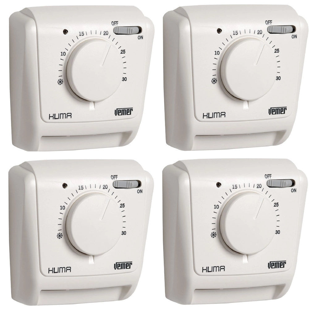 Multipack da 4 termostati klima meccanici da parete vemer ve021200 colore bianco