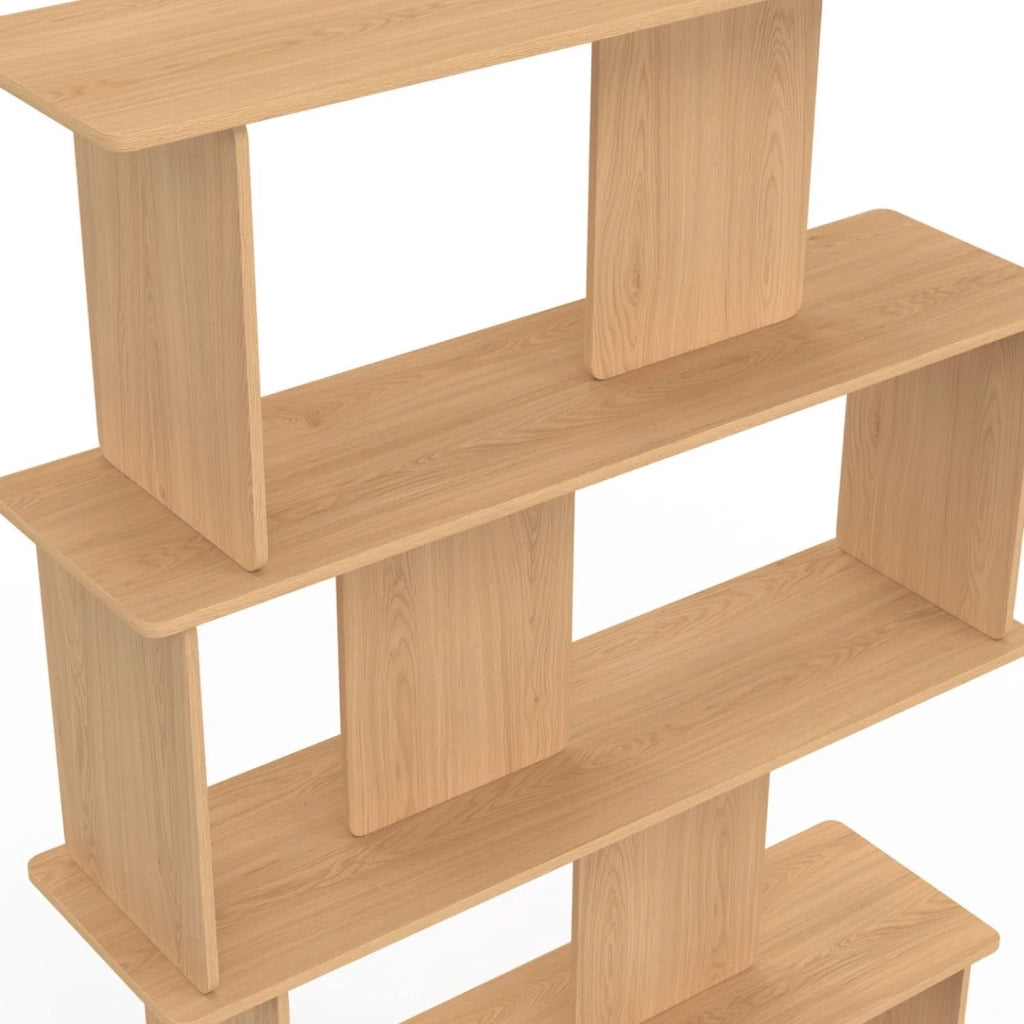 IDMarket - Scaffale asimmetrico a 4 livelli CAPUCINE japandi dal design arrotondato in faggio
