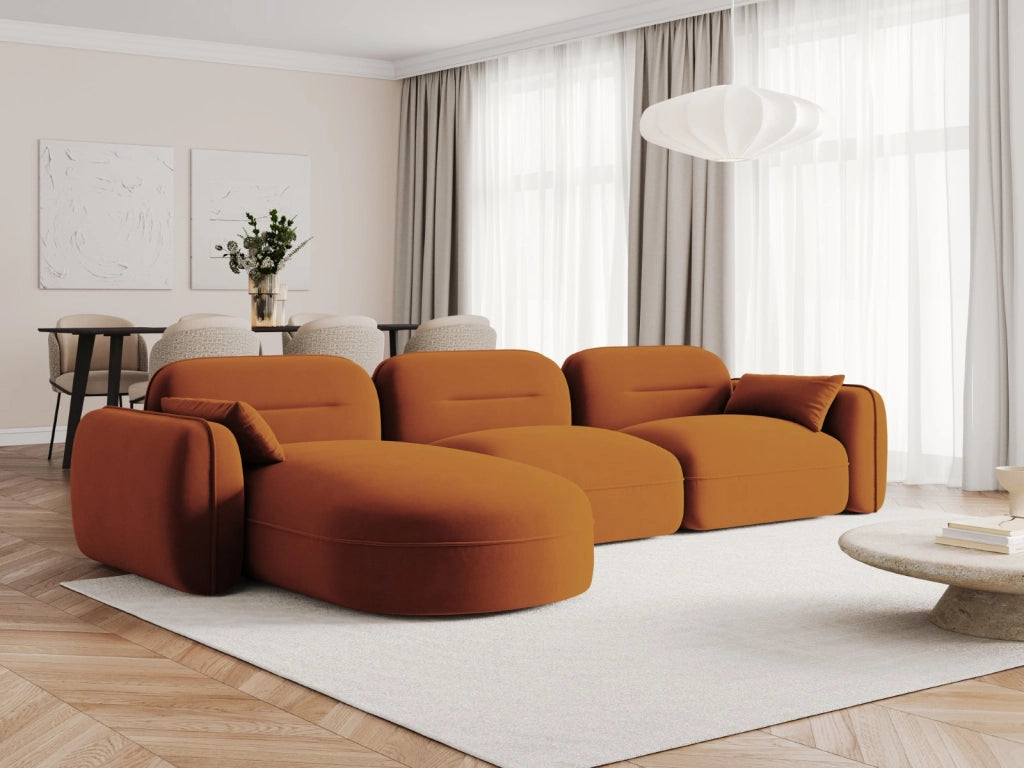 Cosmopolitan Design - Divano angolare modulare sinistro "Sydney" 4 posti in velluto terracotta 