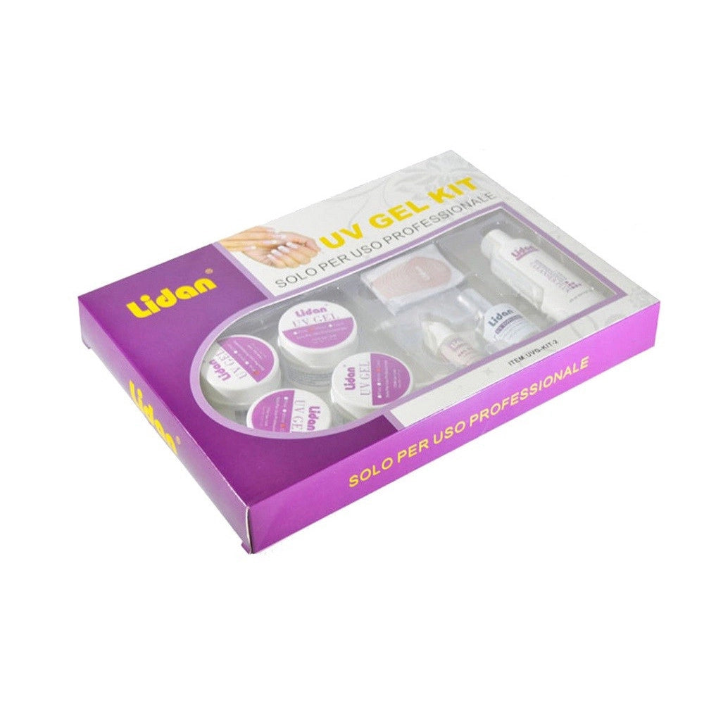 Trade Shop - Kit Ricostruzione Unghie Professionale Uv Gel Nail Art Kit Completo Lidan Kit-2 -