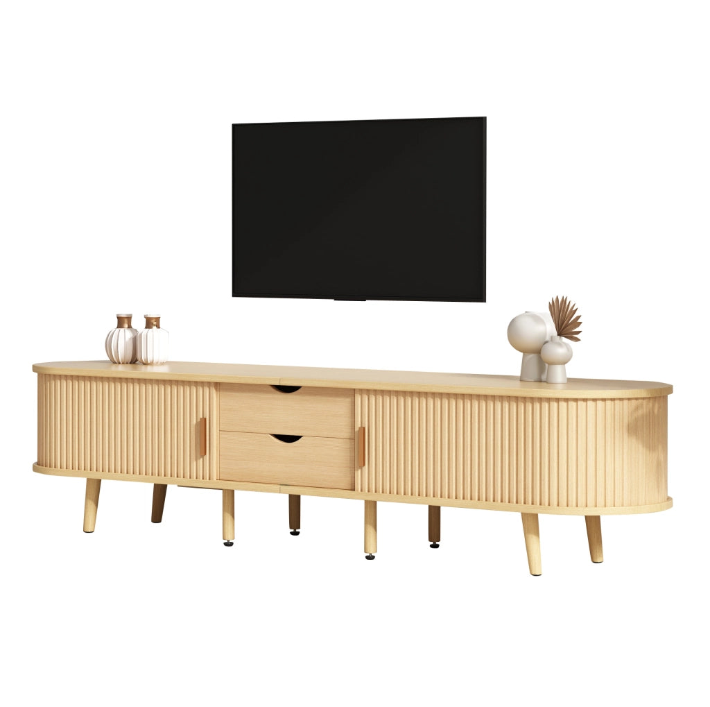 Set mobile TV e tavolino in MDF noce chiaro con contenitore