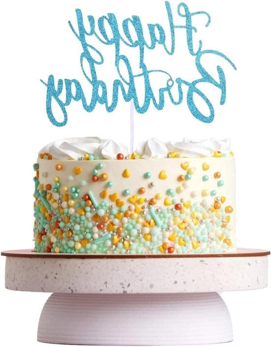 Decorazione di compleanno a forma di torta con glitter manufatti a mano in blu per festa di compleanno - Accessori festivi