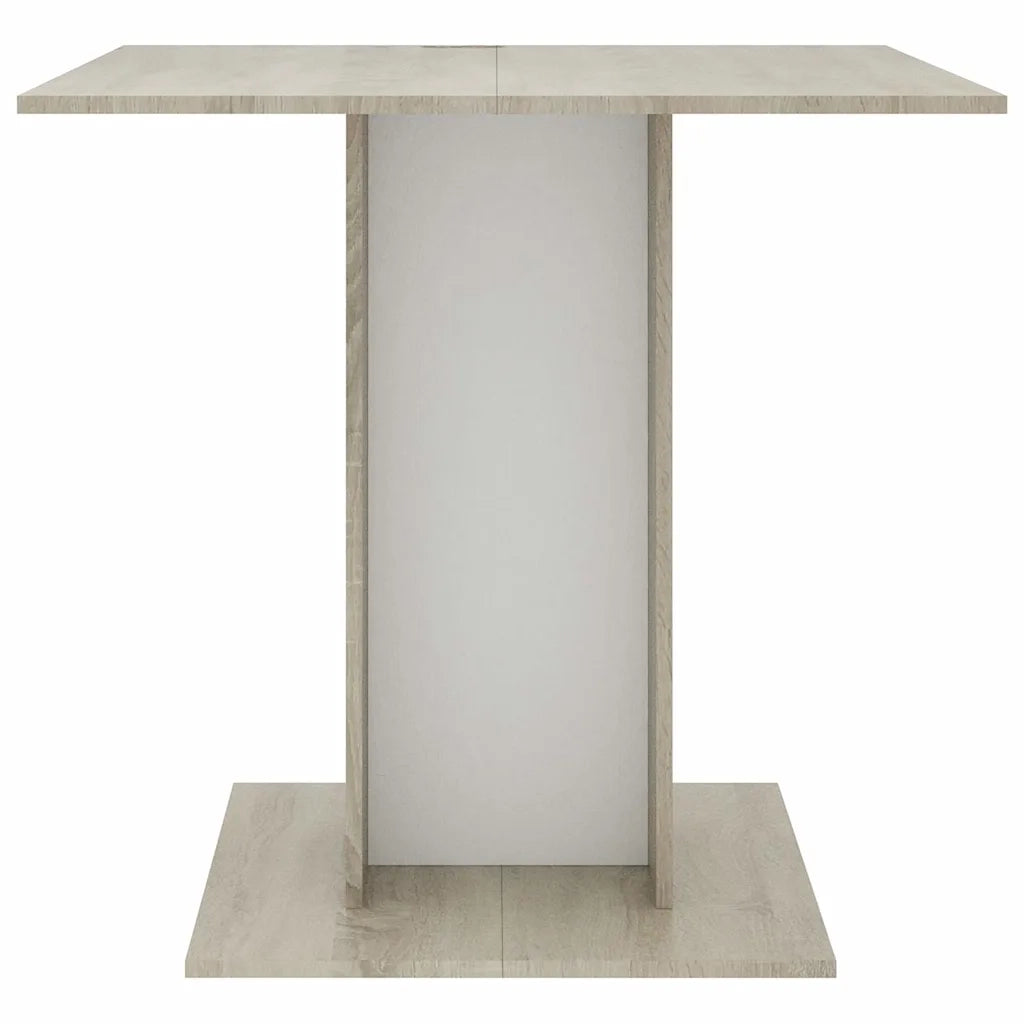 Tavolo da Pranzo Bianco e Rovere Sonoma 80x80x75cm Multistrato 800257