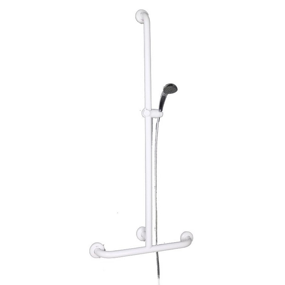 Goman maniglia inox con saliscendi doccia bianco