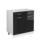 Vicco Base universale Nero lucido 80 cm con cassetti e ante, senza piano di lavoro